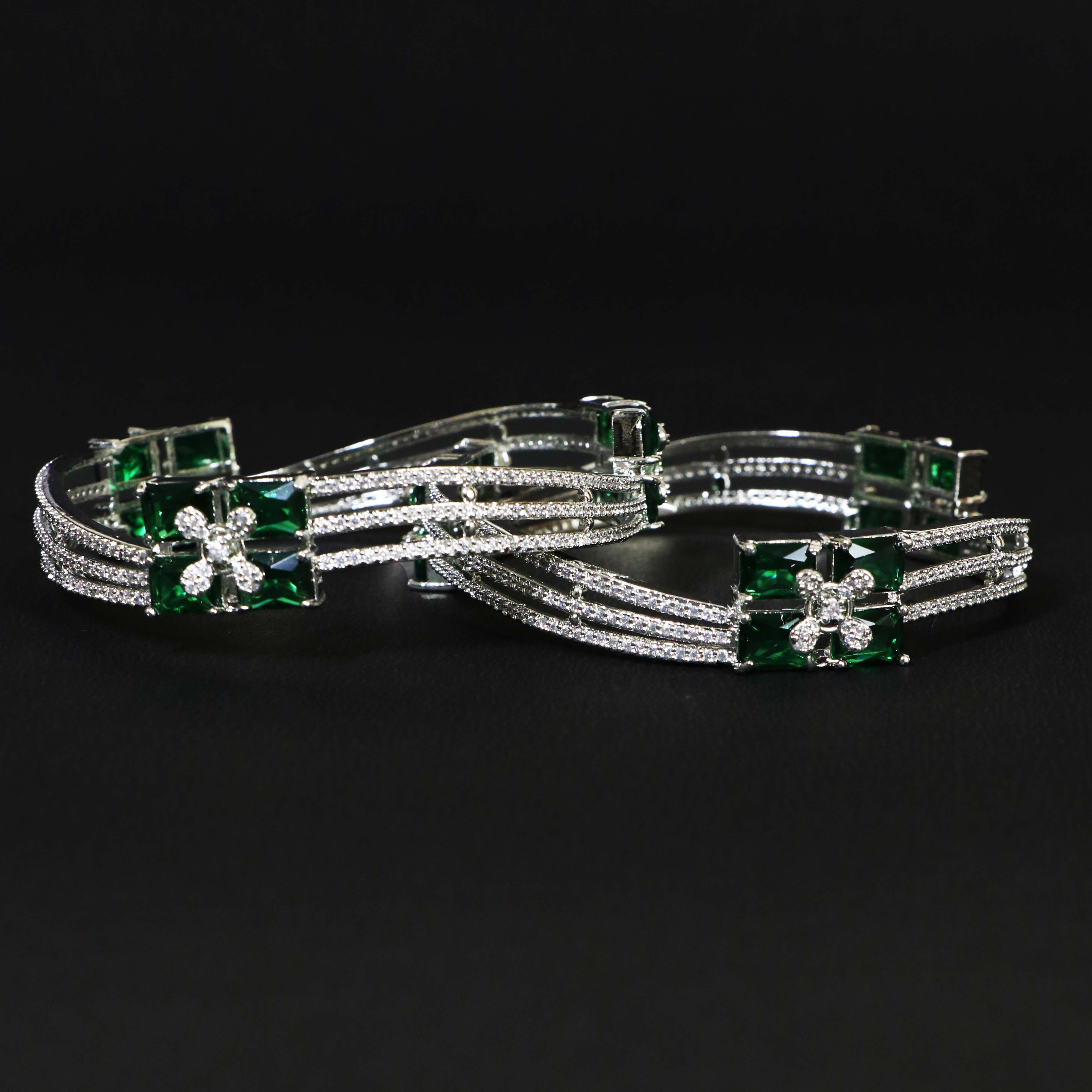 Enchanting Emerald Blossom Bangles