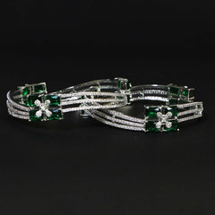 Enchanting Emerald Blossom Bangles