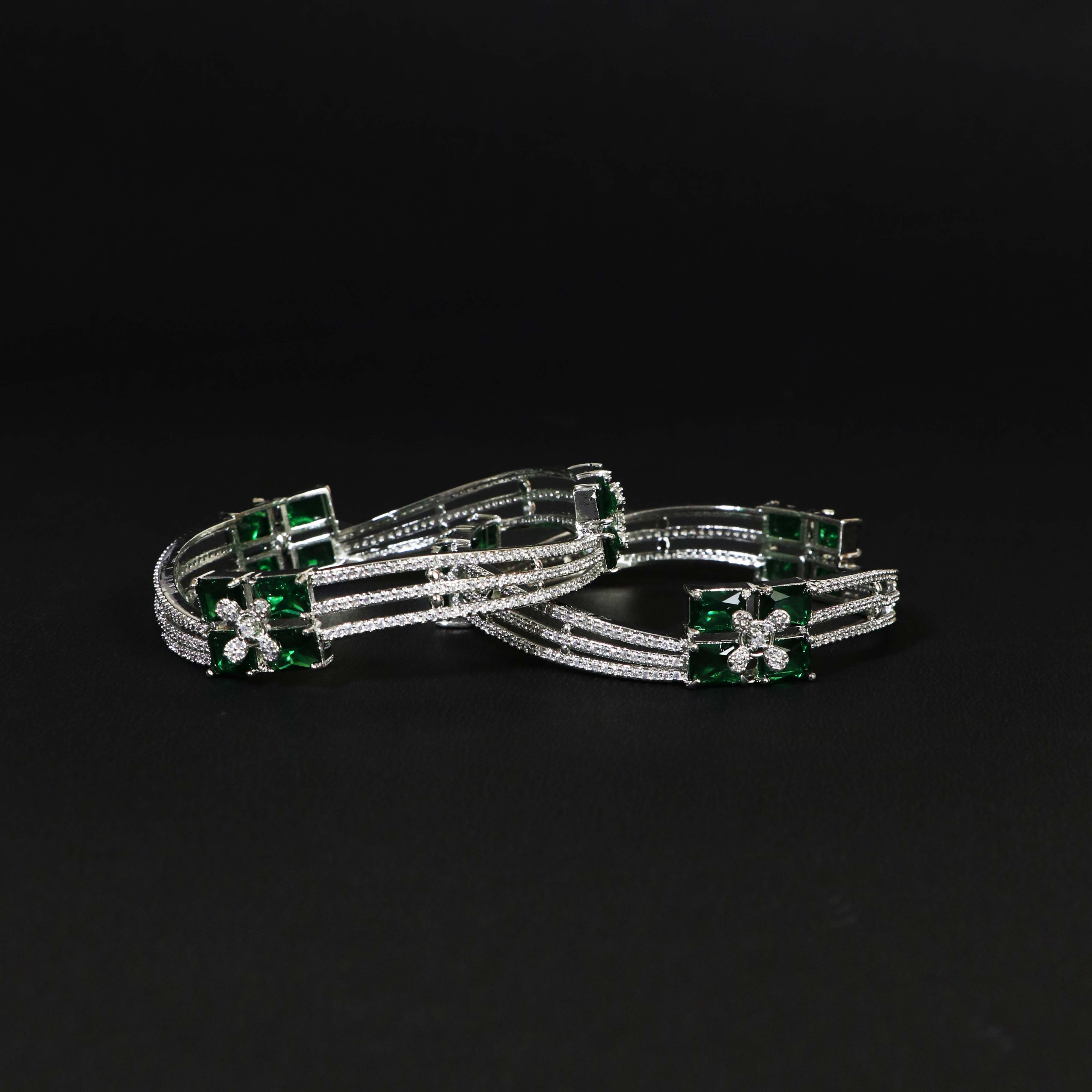 Enchanting Emerald Blossom Bangles