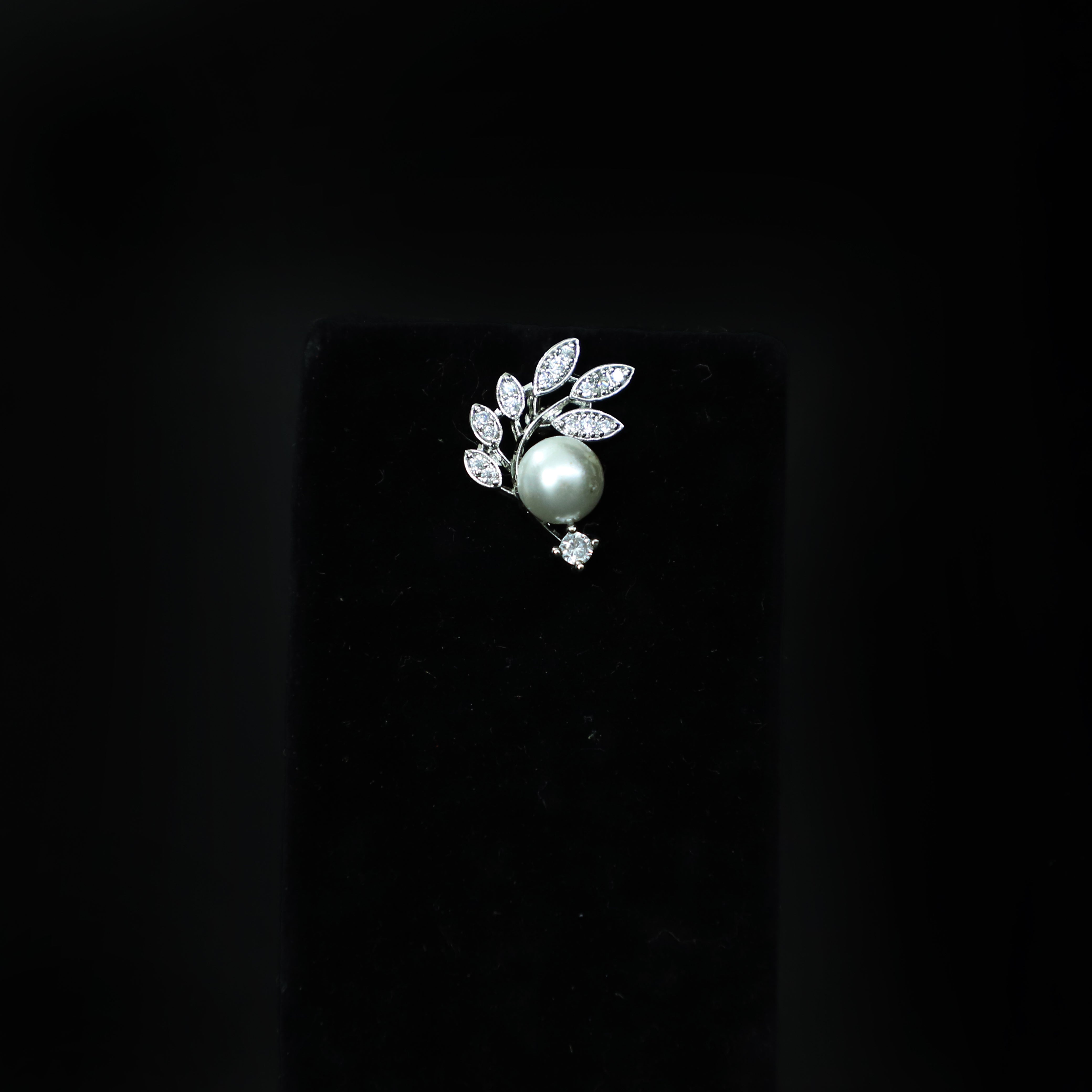 Delicate Pearl and American Diamond Leaf Studs