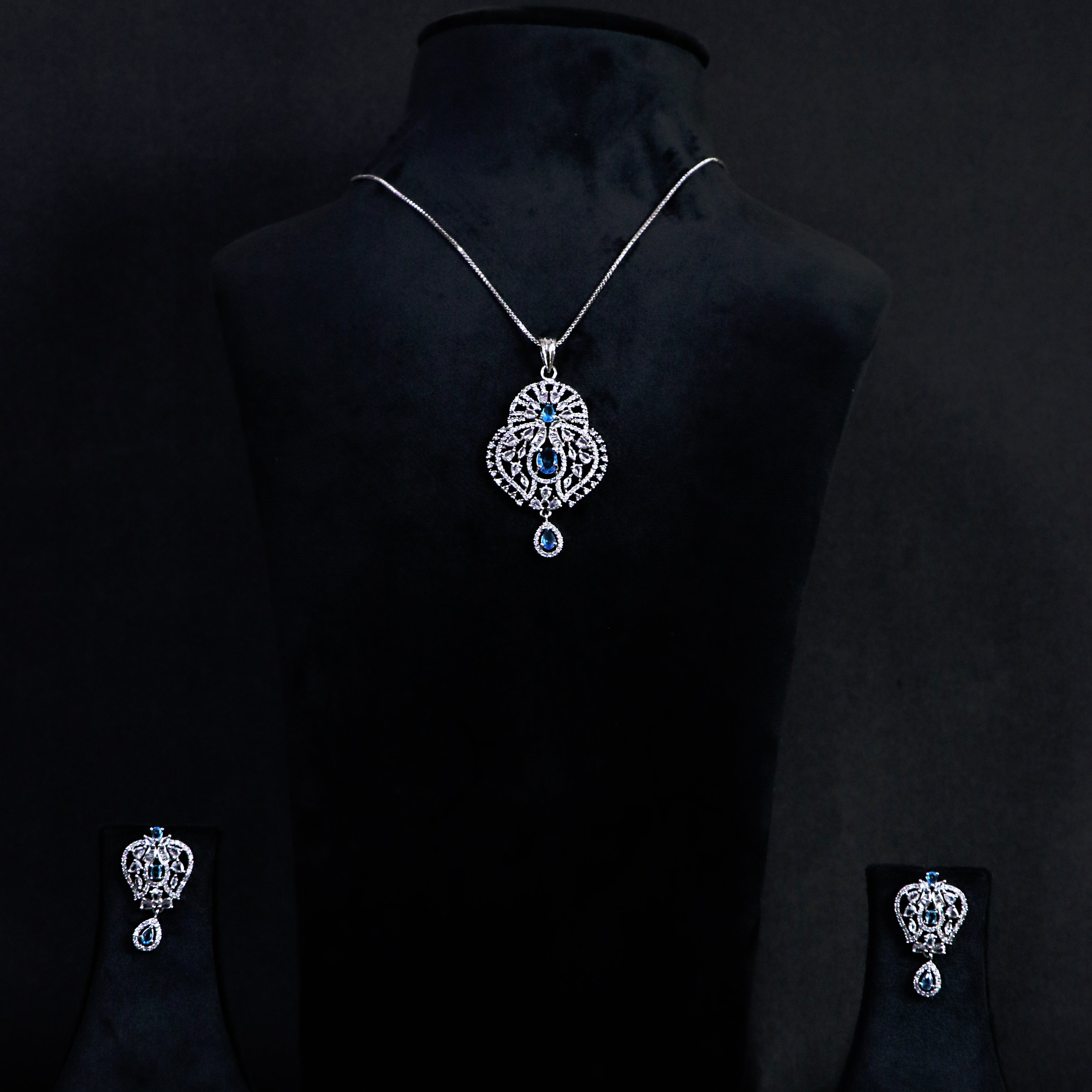 Celestial Blue Filigree Pendant Set