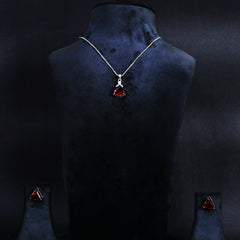 Radiant Garnet Trillion Pendant Set