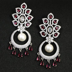 Radiant Floral Drop Earrings with Pearl Accent