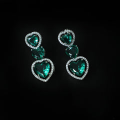 Emerald Heart Necklace and Earrings Set