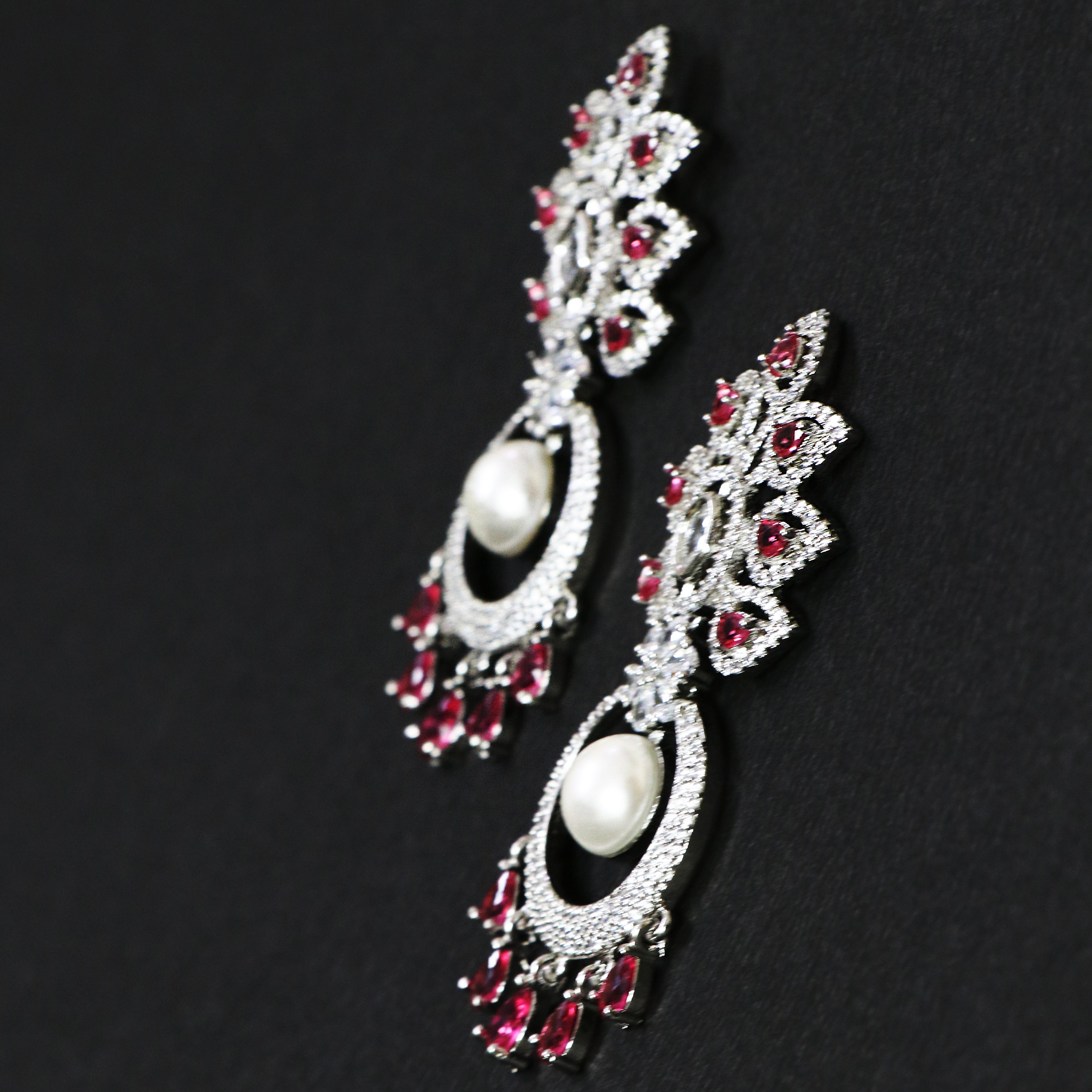 Radiant Floral Drop Earrings with Pearl Accent