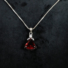 Radiant Garnet Trillion Pendant Set