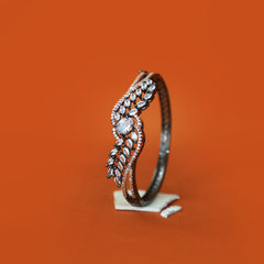 Whimsical Leaf Cuff Bracelet with Cubic Zirconia