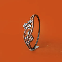 Whimsical Floral Cuff Bracelet with Cubic Zirconia