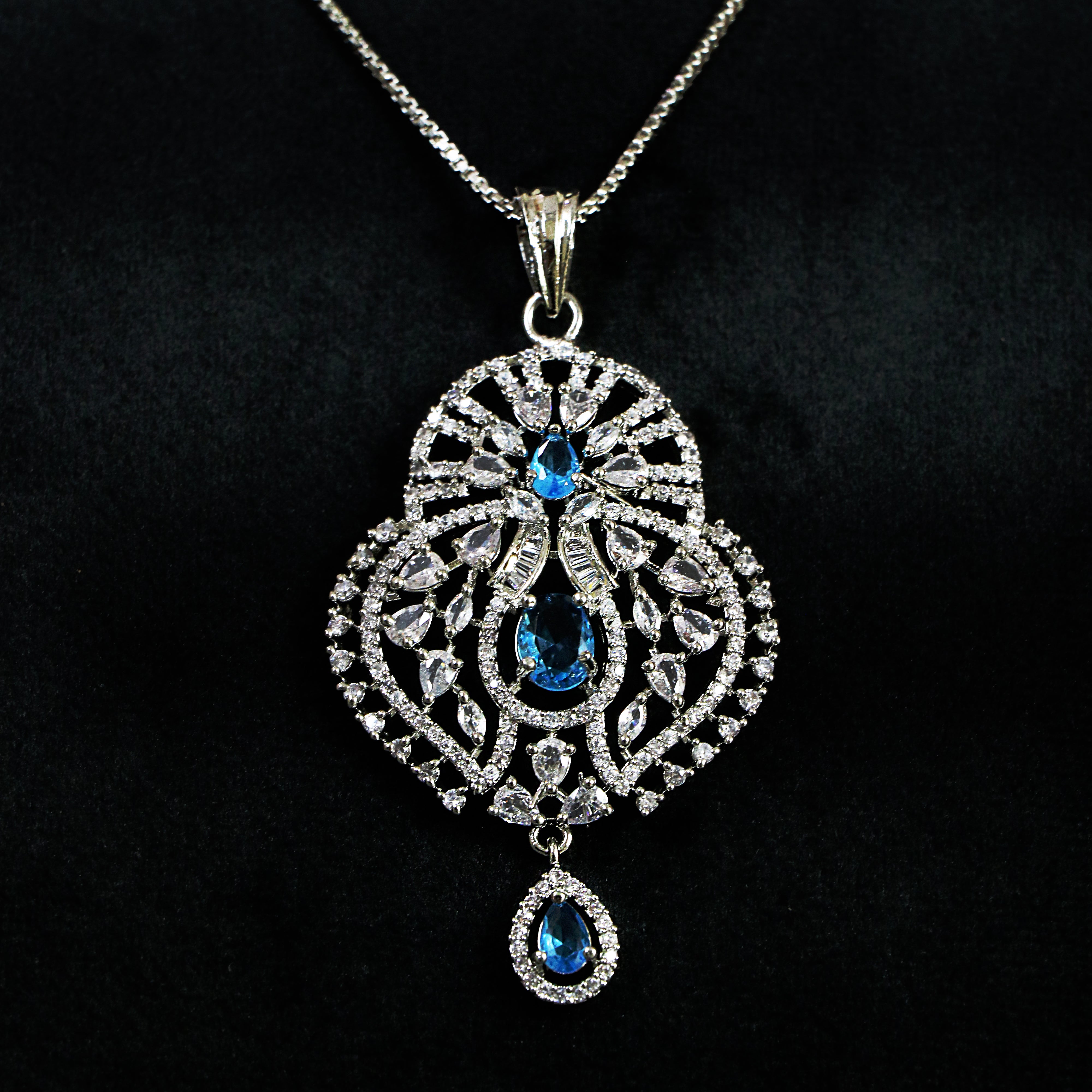 Celestial Blue Filigree Pendant Set