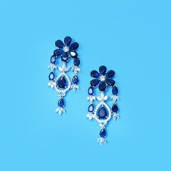 Sapphire Floral Necklace and Earrings Set