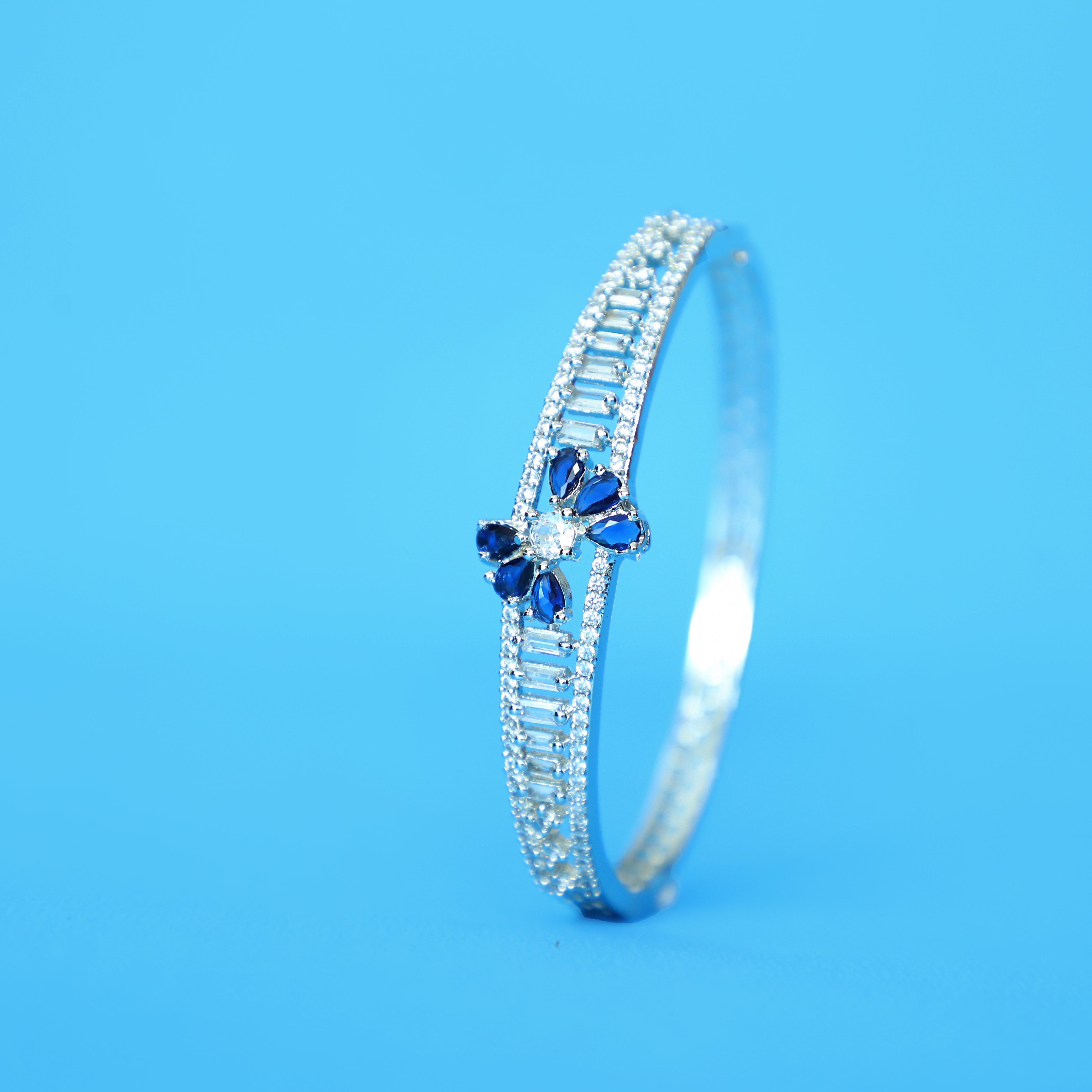 Blue Butterfly Bangle with Cubic Zirconia