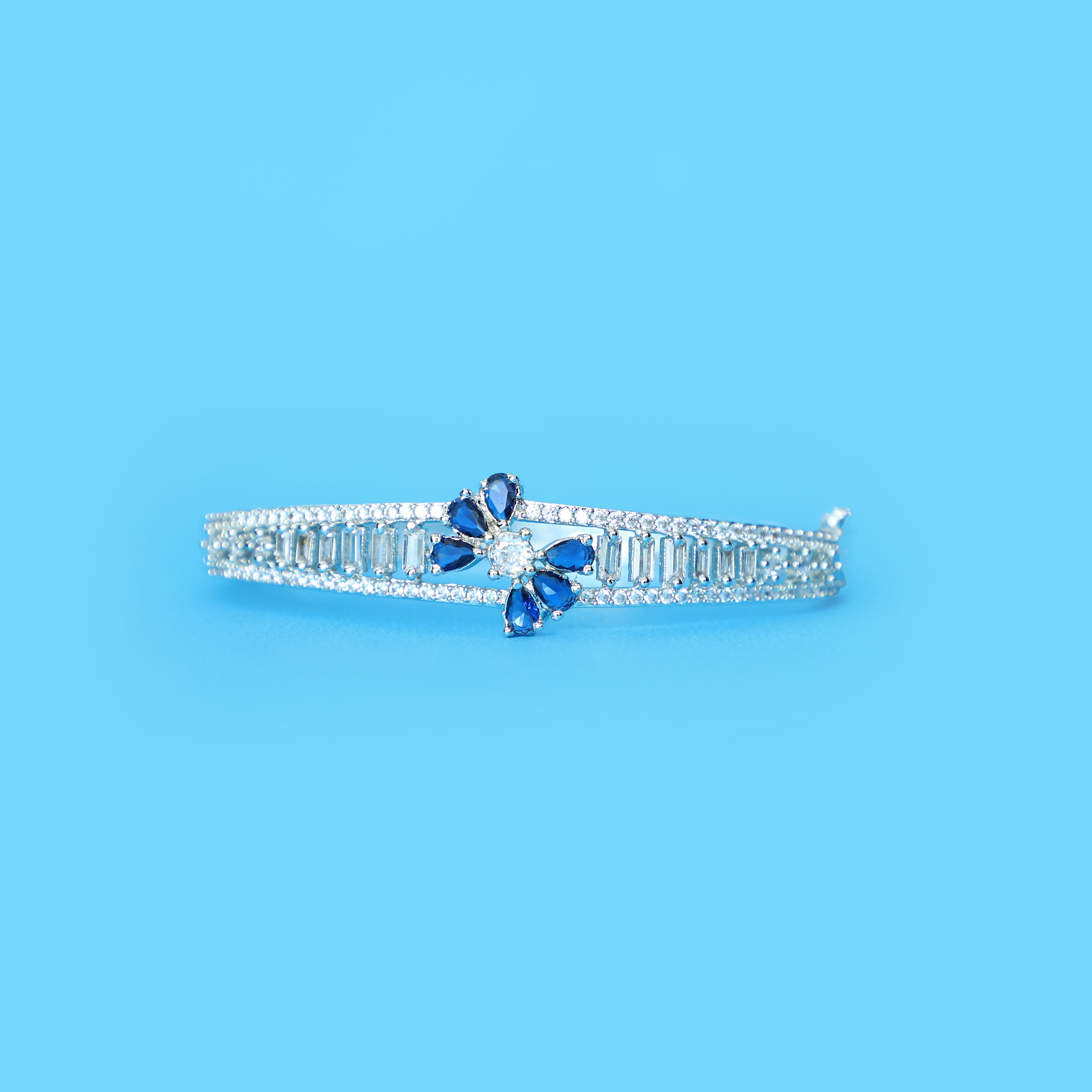 Blue Butterfly Bangle with Cubic Zirconia