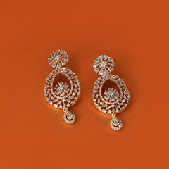 Floral Drop Earrings with Cubic Zirconia