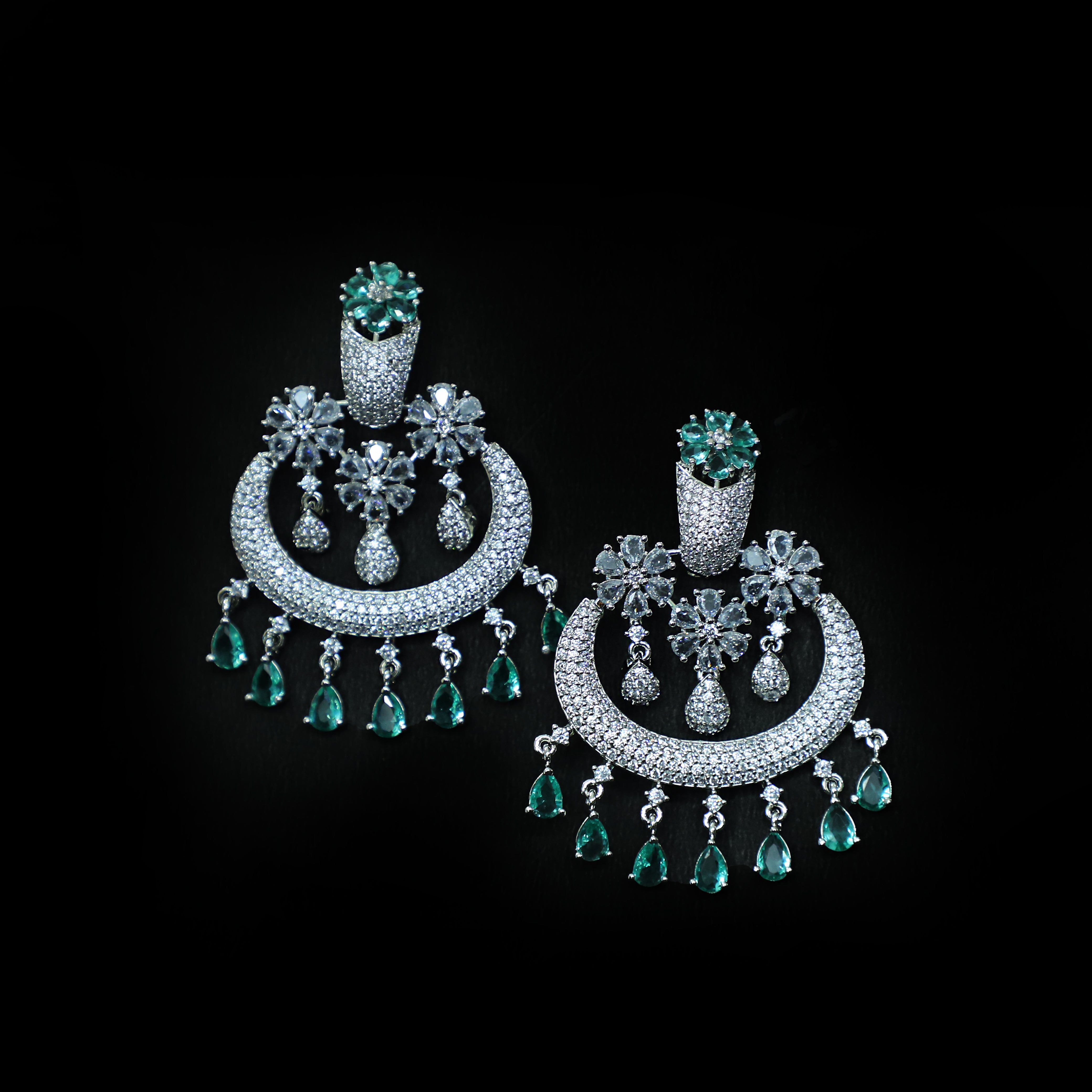 Celestial Jhumka Earrings with Emerald Accents