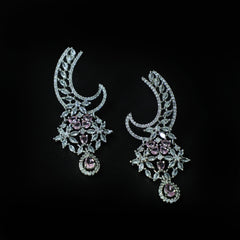 Celestial Moon Drop Earrings with Cubic Zirconia