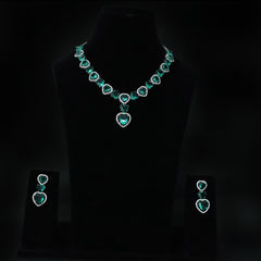 Emerald Heart Necklace and Earrings Set