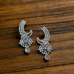 Celestial Moon Drop Earrings with Cubic Zirconia