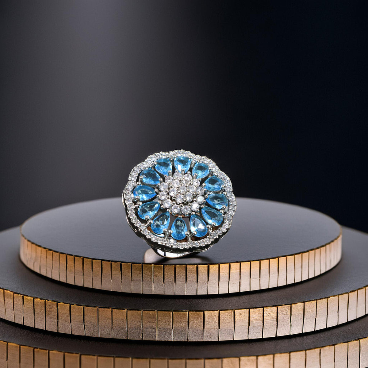 Blue Blossom Radiance Ring