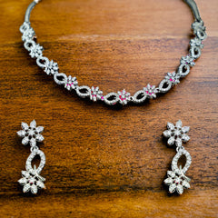 Floral Filigree Necklace and Earrings Set