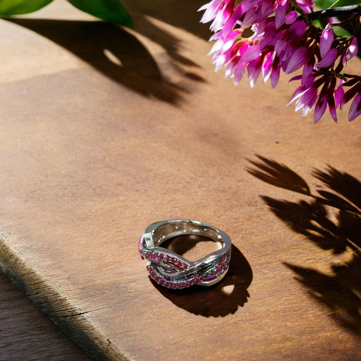 Delicate Pink Twist Ring