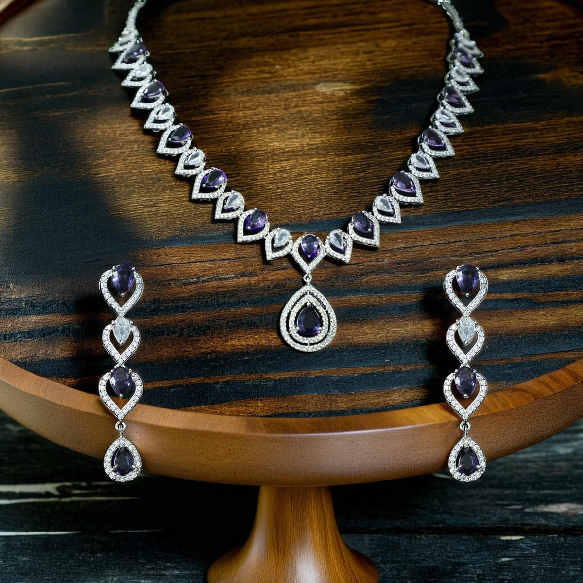 Royal Amethyst Necklace and Earrings Set