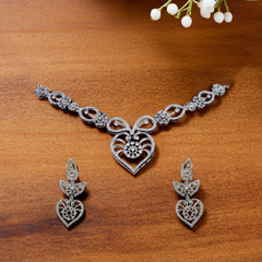 Filigree Heart Shaped Necklace and Earrings Set