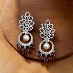 Radiant Floral Drop Earrings with Pearl Accent